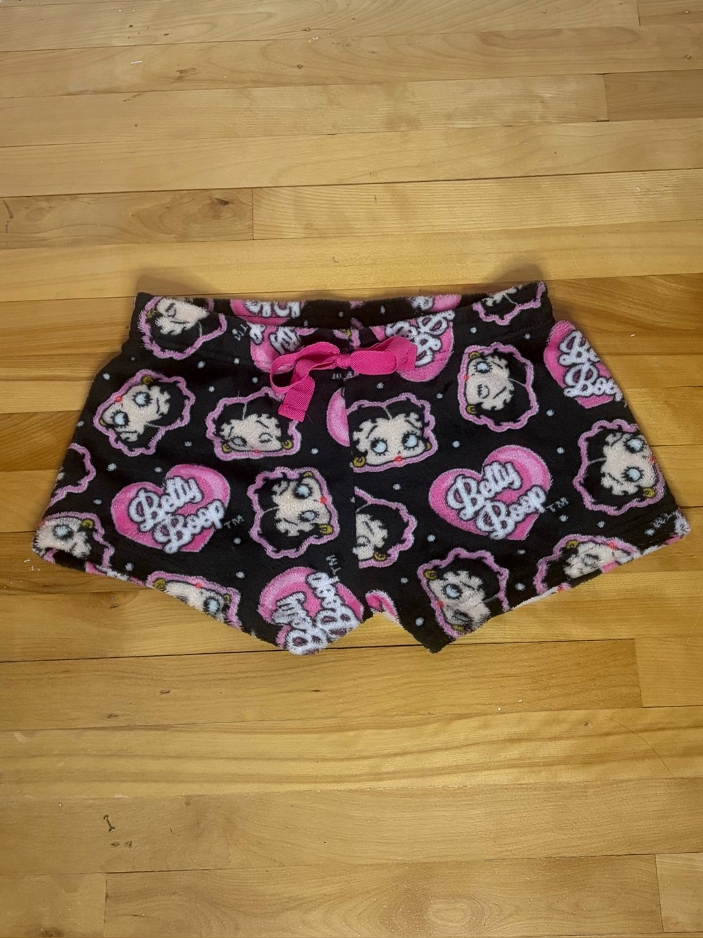 Betty Boop Black & Pink Fleece Pj Shorts